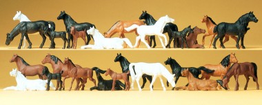 Preiser 14407 Pferde. 26 Figuren 