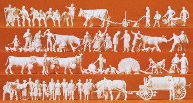 Preiser 16354 Auf dem Land. 52 unbemalte Miniaturfig. 