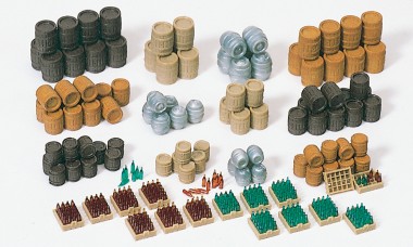 Preiser 17105 Bierfässer. Bierkästen mit Flaschen. 