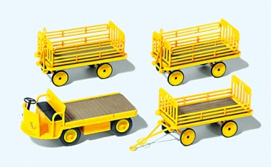 Preiser 17121 Elektrokarre mit 3 Anh.DP.Ep.III,Bausatz 