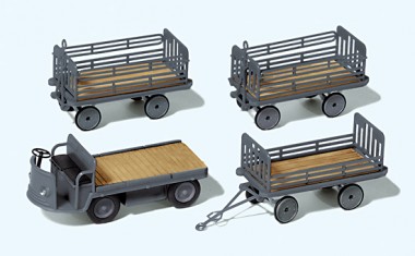 Preiser 17122 Elektrokarre m.3 Anh.DB.Epo.III,Bausatz 