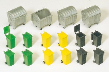 Preiser 17202 Müllcontainer, Mülltonnen. Bausatz 