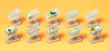 Preiser 17224 Einkaufswagen. 10 Stück im Bausatz 