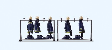 Preiser 17719 Blaue Feuerwehruniformen auf zwei Stände 