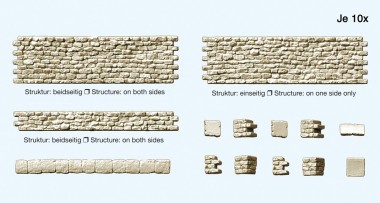 Preiser 18215 Bruchsteinmauer: 10 beidseitig struktu- 