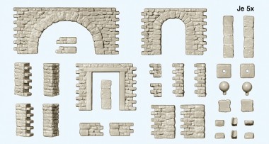 Preiser 18217 Bruchsteinmauern mit Toröffnungen und 
