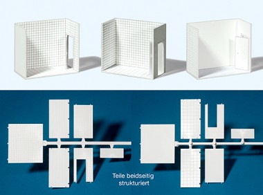 Preiser 19652 Zimmer. 3 Satz Wände, Türe und Boden. 