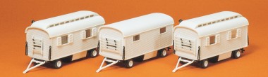 Preiser 20005 Wohnwagen ohne Beschriftung. 3 Stück. 