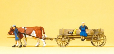 Preiser 30412 Bauernwagen. 2 Bauersleute. 2 Kühe. 