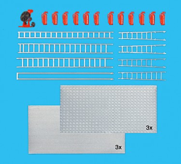 Preiser 31026 Überdrucklüfter,Feuerlöscher,Leitern 