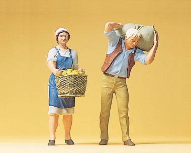 Preiser 45072 Bäuerin mit Korb, Bauer mit Sack 