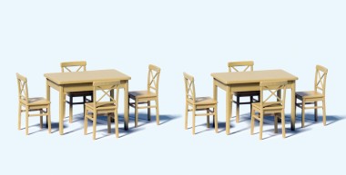 Preiser 68281 2 Tische und 8 Stühle. Bausatz 