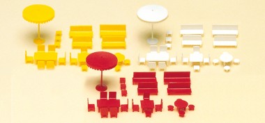 Preiser 79554 Tische, Stühle, Sonnenschirm. Bausatz 