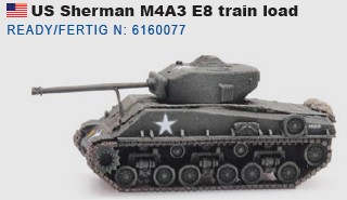 Artitec 6160077 US Sherman M4A3 E8  train load 