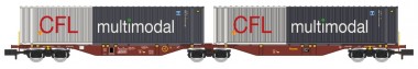 REE Modeles NW-234 Touax Doppelcontainerwagen 6-achs Ep.6 