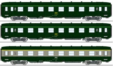 REE Modeles VB-396 SNCF Reisezugwg.-Set DEV AO 3-tlg Ep.4/5 