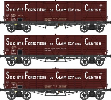 REE Modeles WB-852 SNCF offener Güterwag-Set TP 3-tlg. Ep.3 