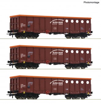 Roco 6600087 Budamar 3-tlg. Set: Offene Güterwag Ep.6 