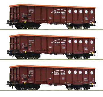 Roco 6600087 Budamar 3-tlg. Set: Offene Güterwag Ep.6 