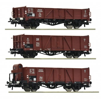 Roco 6600102 DRB 3-tlg. Set: Offene Güterwagen Ep.2 