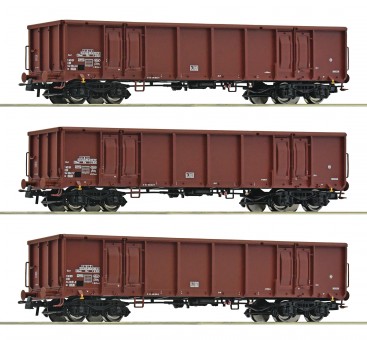 Roco 6600103 DR 3-tlg. Set: Offene Güterwagen Ep.4 