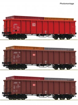 Roco 6600291 DBAG 3-tlg. Set: Offene Güterwagen Ep.6 