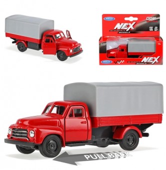 Welly WEL43787r Opel Blitz Pritsche/Plane rot 