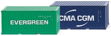 Wiking 001814 2x20ft Container Evergreen/CMA 