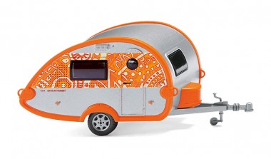 Wiking 009237 T@B Wohnwagen silbern/hellrotorange 