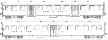 MW-Modell N-CH-220d SBB Personenwagen-Set 2-tlg Ep.4 