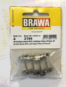 Brawa 2194 H0 Radsatz RP25 DC 23mm (4St) 