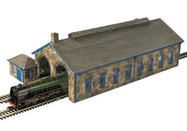 Scenecraft 44-0157B Two Road Stone Engine Shed - Blue 