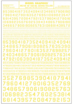 Woodland WMG749 Zahlen amerikanischer Typ, gelb 