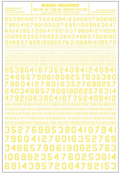 Woodland WMG749 Zahlen amerikanischer Typ, gelb 