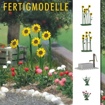 Busch 1232 Sonnenblumen & Rosen, montiert 