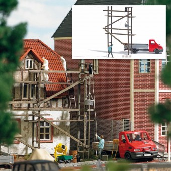 Busch 7902 Action-Set:Gerüst mit Maurer/Flaschenzug 