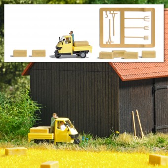 Busch 7934 A-Set: Bauer mit Ape und Stro 