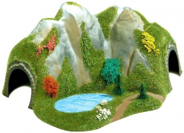 Busch 8003 Ecktunnel mit See, eingleisig 