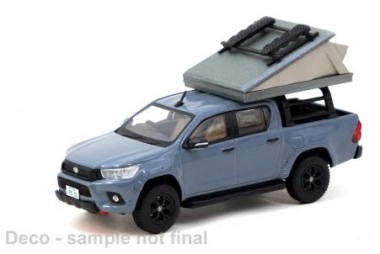 MiniGT T64R-041-CAMP Tarmac: Toyota Hilux, grau, mit Dachzelt 
