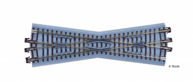 Tillig 83761 Kreuzung 15° mit Bettung braun L=166mm 