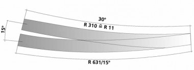 Tillig 83864 Hand-Innenbog.w. links m.Bett. br. 15° 