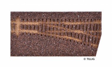 Tillig 86513 Gleisbett. Elite Weiche rechts 15°,dunkl 