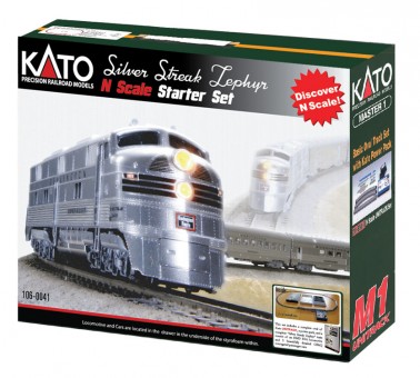 Kato USA 1060041 CB&Q Silver Streak Zephyr Starter Set 