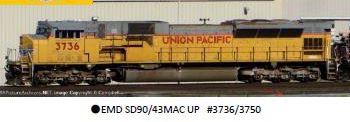 Kato USA 1765624 UP Diesellok EMD SD90/43MAC #3736 