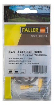 Faller 180677 Micro Kabelbirnen weiß 3 Stück 