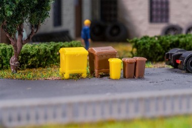 Faller 272926 Mülltonnen-Set, braun und gel 