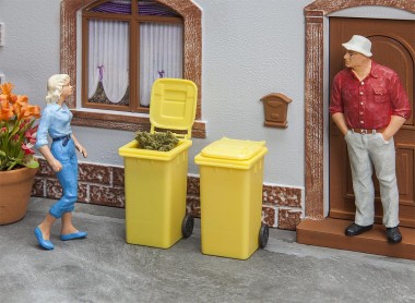Faller 333225 2 Mülltonnen, gelb 