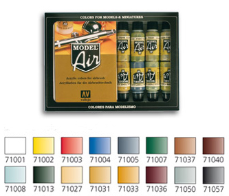 Vallejo 71178 Set: Basisfarben, 16 x 17 ml 