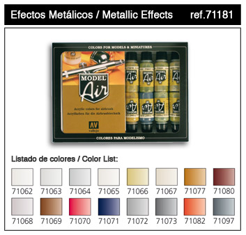 Vallejo 71181 Set: Metall-Effekte, 16 x 17 ml 