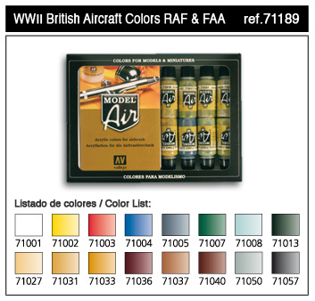Vallejo 71189 Set: RAF, WWII, 16 x 17 ml 